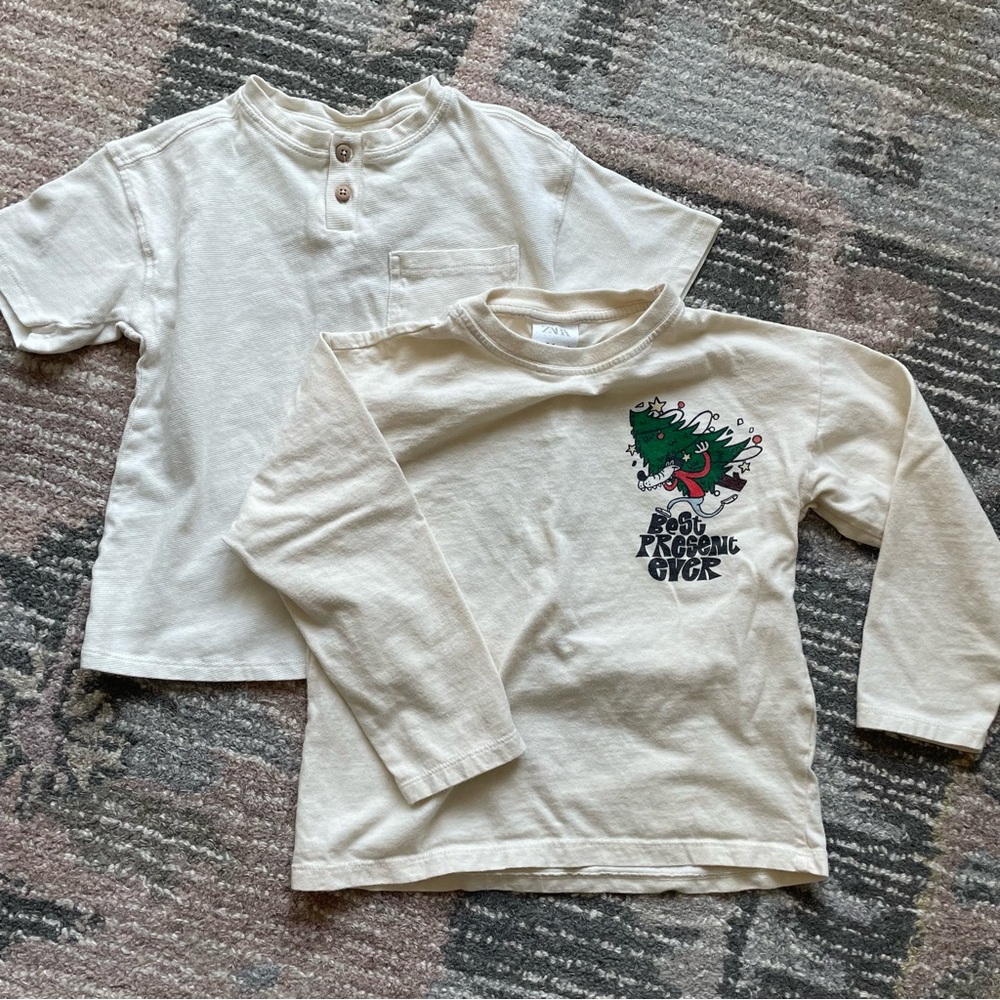 Zara Toddlers adorable Christmas long sleeve graphic t-shirt and Henley